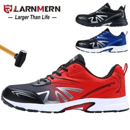 LARNMERN Men's Steel Toe Safety Work Shoes Lightweight Breathable Anti-smashing Non-slip Construction Protective Footwear 211217