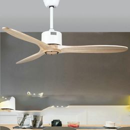 Ceiling Fans American Retro Fan Northern Europe Simple Living Room Dining Bedroom Wood Remote Control Without Lamp