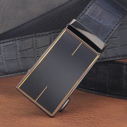 Belts High Quality Grey 3.5cm Wide Belt Young Men's -Name Automatic Buckle Designer Casual Ceinture Homme