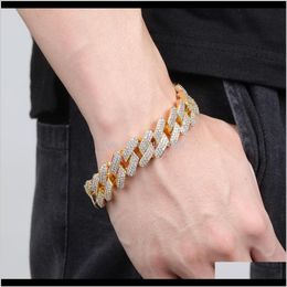 Link, Drop Delivery 2021 20Mm Cuban Link Bracelet Men Love Hip Hop Iced Out Chain Bling Diamond Bangle Luxury Designer Jewellery Mens Bracelets