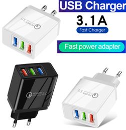 5V 3A Home Travel Wall Charger Power Adapter 3 Port For iphone Samsung Huawei Android phone pc Good