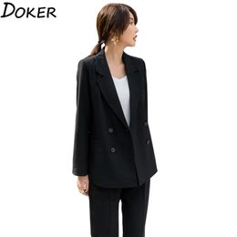 Women Suits Casual 2 Piece Blazer Pant Suit Set Long Sleeve Elegant Office Wear Lady Business Ladies Costume Femme 210603