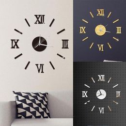 Wall Clocks Plastic Mirror Surface Number 3D Clock Stickers Hanging Sticker Decor Living Home Room Office