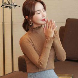 Fashion Sweater Women Knitted Pullover Ladies Autumn Clothing Casual Solid Turtleneck Tops 5117 50 210521