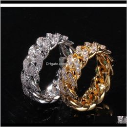 Band Drop Delivery 2021 Jewelry Rings Men Gold Sier Diamond Ring Iced Out Cuban Link Chai Sqcfhq _Dh Sa4Vn