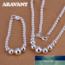 New Fashion 925 Silver Jewellery Sets Women Big&Small Bead Bracelets Necklaces Chains Factory price expert design Quality Latest Style Original Status