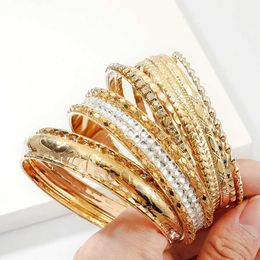 9pcs/set Women Gold Colour Bangles Fashion Lady Crystal Luxury Wedding Bracelets Bangles Trendy Indian Bangle Jewellery Accessories Q0719