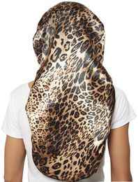 Hair Bonnets Satin Black Leopard Soft Elastic Band Silky Sleeping Cap Big Bonnets Women Bonnet for Braids