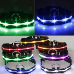 Dog Collars & Leashes 7 Colors S M L XL Size For Pet Dogs Collar Harness Nylon LED Night Safety Anti-lost Flashing Glow