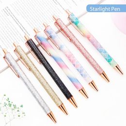 sparkle pen UK - Ballpoint Pens 50Pieces Cute Beautiful Sparkly Click Metal Retractable Pen For Women School And Office Supplies Gifts Black Ink