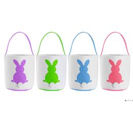 Easter Basket Festive Cute Bunny Ear Bucket Creative Candy Gift Bag Easters Rabbit Egg Tote Bags With Rabbit Tail RRE12460