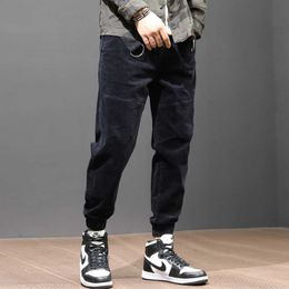 Autumn Ly Fashion Men Jeans Loose Fit Vintage Designer Casual Corduroy Cargo Pants Harem Trousers Streetwear Hip Hop Joggers