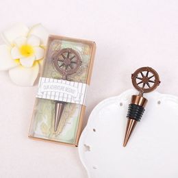 Nautical Compass Wine Bottle Stopper Wedding Favours Summer Beach Travel Bridal Bar Accessories