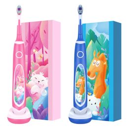 2 Min Timer Kids Electric Toothbrush With Silicone Brush Heads Long Battery Life For Your Baby Small Gums