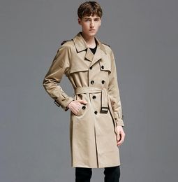 Men's Trench Coats Long-sleeve Coat Men 2021 Spring And Autumn Fashion Solid Colour Mens Overcoat Medium-long Loose Outerwear Plus Size 6XL