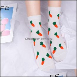 Socks & Hosiery Womens Underwear Apparel Cute Cartoon Carrot Omelette Cherry Pizza Women Cotton Korean Sweet Wild Tube Harajuku Sock Fuzzy D