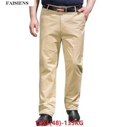 high quality Large Size 10XL 135KG Summer autumn Men Pants Trousers Stretch Elasticity Loose Classic Khaki Office 52 211119