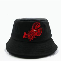 Cloches 2021 Style Lobster Embroidery Bucket Hat Fisherman Outdoor Travel Sun Cap Hats For Men And Women 101