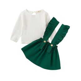 Clothing Sets CitgeeSpring 1-6Y Kids Baby Girl Long Sleeve Cotton T-shirt Tops Ruffles Suspender Skirt Princess Girls Clothes Autumn Set