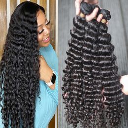 3 Bundles 10A Brazilian Curly Hair Weaves Unprocessed Raw Human Hair Bundles Natural Colour Virgin Hair Deep