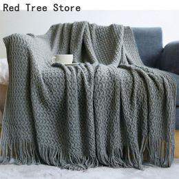 Simple Design Nordic Knitted Blanket Plaid Bed Sofa Air Condition Tassel Throw Blankets Travel Cape Tapestry Home Hotel Decors