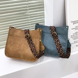 2021 Summer European and American PU Solid Color Crossbody Bag Leopard Print Shoulder Strap Fashion Female Bags