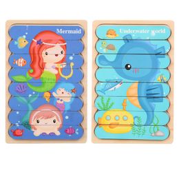 Animals 3D Puzzle Blocks Jigsaw Puzzles For Kids Double-sided Story Educational Toys W6