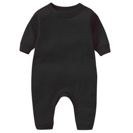Newborn Baby Jumpsuits Infant Solid Colours Rompers Kids Long Sleeve Onesies Boys Clothes 365 J2
