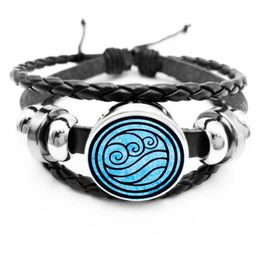 New Avatar The Last Airbender Leather Bracelet Kingdom Jewellery Air Nomad Fire and Water Tribe Glass Dome Men's Bracelet Jewellery X0706