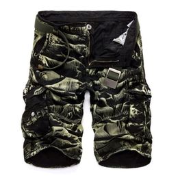 Mens Military Cargo Shorts Brand Army Camouflage Men Cotton Loose Work Casual Short Pants No Belt 210806