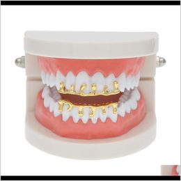 Grillz, Dental Grills Body Jewellery Delivery 2021 Gold Sier Grillzs Single Tooth Grillz Cap Top & Bottom Grill Bling Custom Teeth Volcanic Roc