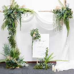 Decorative Flowers & Wreaths Wedding Artificial Green Plants Silk Fake Flower Arrangement Decoration Background Floral Decor