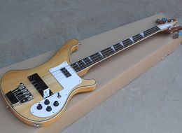 4 Strings Natural Neck-thru-body Electric Bass Guitar with Maple Fretboard,Customized Logo/Color Available
