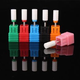 6pcs 3/32" Electric White Ceramic Nail Drill Bit Set Kit Manicure Machine Tool Smooth File Polish