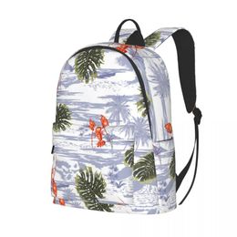 Backpack College School Bag Casual Lobster Tropical Leaves On The Monotone Ocean Book Packbag For Teenager Travel Shoulder