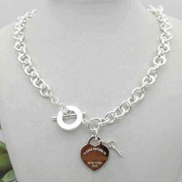 Neue TIF Silver Love Style-Halskette für Damen aus 925er-Sterlingsilber mit Schlüssel- und Herzanhänger-Halskette G1201