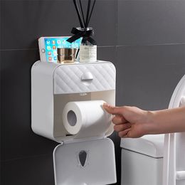 Toilet Roll Holder Bathroom Accessories Storage Box Paper Dispenser Home Waterproof Tissue Wall Mounted Double 210423