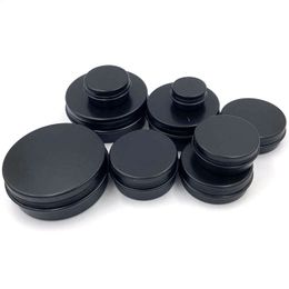 100PCS Black Screw Thread Empty Aluminum Cream Jar Tin Cosmetic Lip Balm Containers Nail Decor Crafts Pot Refillable Bottles