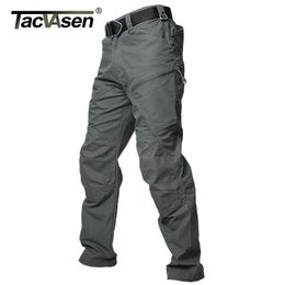 TACVASEN Tactical Cargo Pants Mens Summer Straight Combat Army Military Pants Cotton Many Pockets Stretch Security Trousers Men 211201