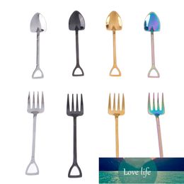 1PCS Shovel Shaped Dessert Forks Ice Cream Sugar Teaspoon Stainless Steel Coffee Tea Spoon Kids Interesting Toys Bar Home Factory price expert design Quality Latest