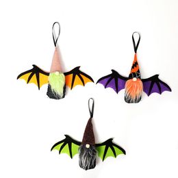 Party Supplies Halloween Hanging Gnome Ornaments with Bat Wing Plush Faceless Doll Stuffed Elf Dwarf Toy Home Decoration XBJK2108