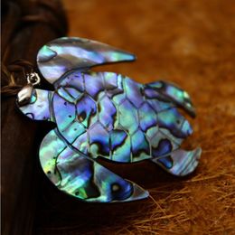 Simple Big Green Sea Turtle Paua Shell Pendants Beach Inspired Jewellery 5 Pieces