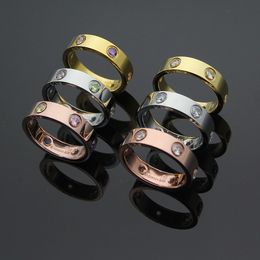 3 Colors Top Quality Luxurious Styles Women Designer Ring Six Diamond All White And Colorful Stone Fashion Couple Rings Love Jewelry