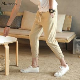 Harem Pants Men Korean Fashion Plus Size Drawstring Ankle-length Comfortable Mens Ulzzang Simple All Match Trousers X0723