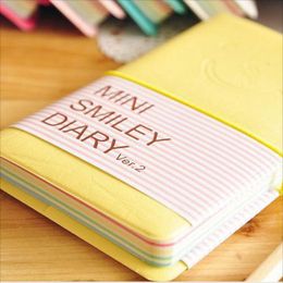 Business and Students Cute Colourful Mini Smile Leather Notebook 7.5*.12.5 CM 192 Sheets Wire Bound 90g/pc Fashion Diary 1338 T2