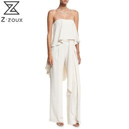 Women Jumpsuit Bandage Sleeveless Off Shoulder White Rompers Womens Plus Size Long Summer Fashion Sexy 210524