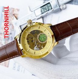 High quality gold bracelet fashion men dress watch 42mm date sapphire automatic mechanical watches Stainless steel leather Strap