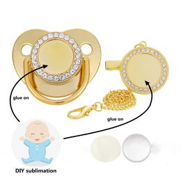Sublimation Baby Soothers Infant Pacifier Clip Custom Personalised Bling Pacifiers Teeth Training Toys Newborn Care Tools YYFA179