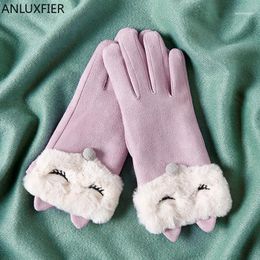 Korean Women Gloves Winter Lovely Touch Screen Cartoon Students Mittens Warm Thermal Cold-proof Riding Driving Hand Muff1