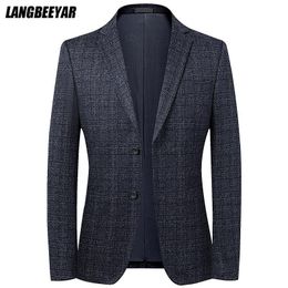 night suits Canada - Men's Suits & Blazers Top Grade Designer Brand Casual Fashion Elegant Plaid Jacket Slim Fit Blazer For Men Korean Night Suit Coat Clothes